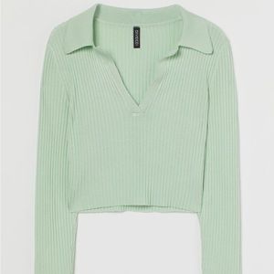 H&M Divided Collared Ribbed Top